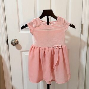 The Children's Place Pink Velvet & Chiffon Bow Dress